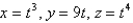 At what point on the curve   is the normal plane parallel to the plane   ? A)    B)    C)    D)    E)   