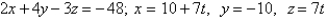 Find the point at which the line given by the parametric equations below intersects the plane.   A)    B)    C)    D)    E)   