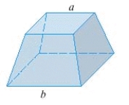 Find the volume of the frustum of a pyramid with square base of side  b = 17, square top of side a = 5, and height h = 19.  