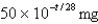 Strontium-90 has a half-life of 28 days.A sample has a mass of 50 mg initially.Find a formula for the mass remaining after   days. A)    B)    C)    D)    E)   