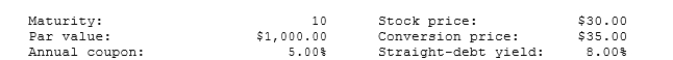 (The following data apply to Problems 27 through 30. The problems MUST be kept together.)  The following data apply to Saunders Corporation's convertible bonds:   -What is the bond's conversion ratio? A)  27.14 B)  28.57 C)  30.00 D)  31.50 E)  33.08 