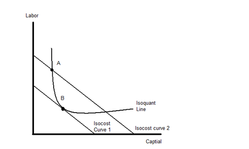   In the graph above, point A is A) Technically efficient B) Economically efficient C) Both a and b D) Neither a nor b