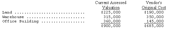 On May 1,2014,Abiuso Corporation purchased for $790,000 a tract of land on which a warehouse and office building were located.The following data were collected concerning the property:     Determine the appropriate amounts that Abiuso should record for the land,warehouse,and office building.