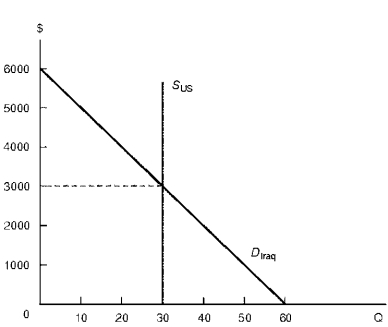 Figure 6.3 represents the Iraqi computer market. Assume Iraq purchases all of its computers from the United States. Figure 6.3 Iraqi Computer Market and Economic Sanctions    -Consider Figure 6.3. Of the quota-induced change in Iraqi consumer surplus, the amount of the change in Iraq's consumer surplus that is transferred to other sectors of Iraq's economy is captured by the United States as: A)  Tax revenue B)  Export revenue C)  Producer surplus D)  Consumer surplus