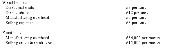 Ivy, SA., produces a single product that sells for £60 per unit. There were no inventories of work in process or finished goods. Costs for the year were as follows:   During the first three months of the year, production and sales in units were as follows:   The company uses an actual cost system. There were no work-in-process inventories at the end of any month, and the company uses FIFO costing. a.Determine the unit cost of production under variable costing for each of the three months. b.Determine the unit cost of production under absorption costing for each of the three months. c.Determine income under variable costing for each of the three months. d.Determine income under absorption costing for each of the three months.<div style=padding-top: 35px> 
