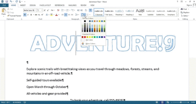   -When you ____________________ text,using the tools shown in the accompanying figure,Word colors the rectangular area behind any text or graphics.