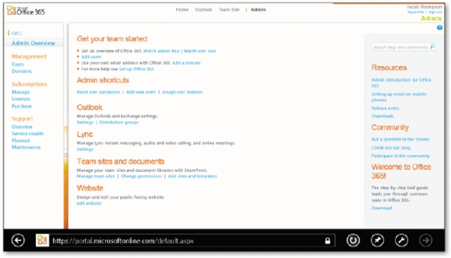   -As shown in the accompanying figure,a team portal page is shown when you subscribe at https://portalmicrosoftonline.com.