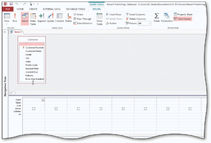   -In the accompanying figure,the Customer table was added to the query by selecting the table and tapping or clicking the Add button in the ____ dialog box. A)  Show Table B)  Add Table C)  Select Table D)  Field List