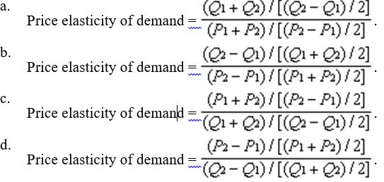 Which of the following expressions is valid for the price elasticity of demand?  