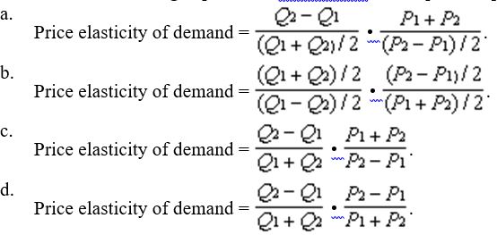 Which of the following expressions can be used to compute the price elasticity of demand?  