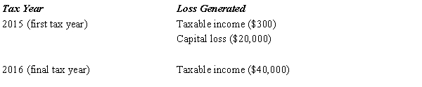 The Yan Estate is your client, as are many of the decedent's family members. Determine the tax effects of the indicated losses for the Yan Estate for both tax years. The estate holds a variety of investment assets, which it received from the decedent, Mrs. Yan. The estate's sole income and remainder beneficiary is Yan, Jr.  