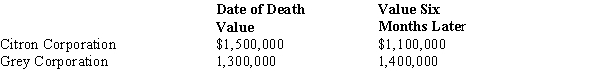 At the time of his death, Tom owned some common stock.   ​ If the alternate valuation date is properly elected, the value of Tom's estate as to these stocks is: A)  $2,300,000. B)  $2,400,000. C)  $2,500,000. D)  $2,700,000. E)  None of the above.