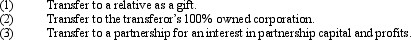 Which of the following is (are) a taxable disposition of an installment obligation?   A) (1) only. B) (1) and (2) . C) (1) , (2) ,and (3) . D) (2) and (3) . E) None of the above.