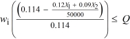 An investor wants to invest $50,000 in two mutual funds,A and B.The rates of return,risks and minimum investment requirements for each fund are: Note that a low Risk rating means a less risky investment.The investor wants to maximize the expected rate of return while minimizing his risk.Any money beyond the minimum investment requirements can be invested in either fund.The investor has found that the maximum possible expected rate of return is 11.4% and the minimum possible risk is 0.32. The following Excel spreadsheet has been created to solve a goal programming problem with a MINIMAX objective based on the following goal programming formulation with MINIMAX objective and corresponding solution. MINIMIZE Q Subject to: <sup>X</sup><sub>1 </sub><sup>+ X</sup><sub>2 </sub><sup>= 50000</sup> X<sub>1 </sub>≥ 20000 X<sub>2 </sub>≥ 10000 X<sub>i </sub>≥ 0 for all i,Q ≥ 0 with solution X<sub>1</sub>,X<sub>2</sub>)= 15,370,34,630). What values should go in cells B2:D14 of the spreadsheet?