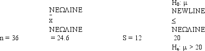 Exhibit 9-1    -Refer to Exhibit 9-1.The test statistic is A) 2.3 B) 0.38 C) -2.3 D) -0.38