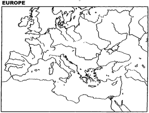 Please use this outline map of Europe to answer the question(s).    -On a map of Europe, designate those areas that may be associated with the following: home rule, Communards, Easter Rebellion, the Kulturkampf, and the Irish question.