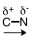 Which of the following correctly represents the polarity of the bond? A)    B)    C)    D)   