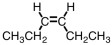 Which of the following compounds is trans-3-hexene? A)    B)    C)    D)   