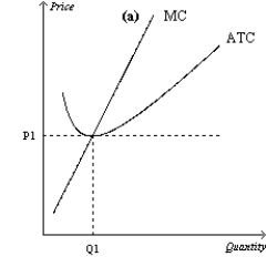 Figure 14-12     -Refer to Figure 14-12. If the figure in panel (a)  reflects the long-run equilibrium of a profit-maximizing firm in a competitive market, the figure in panel (b)  most likely reflects A) perfectly inelastic long-run market supply. B) perfectly elastic long-run market supply. C) the entry of firms into the industry when some resources used in production are available only in limited quantities. D) the fact that zero profits cannot be sustained in the long run.