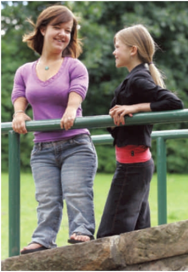 <strong>Figure 14.3 Which of the following is the genetic condition observed in the woman on the left in the above figure?</strong> A) Huntington's disease B) Achondroplasia C) Triple recessive condition D) Galactosemia E) Muscular dystrophies