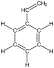 What is the molecular mass of the hydrocarbon styrene (shown in the figure) ?   A) 104.1 amu. B) 91.1 amu. C) 103.1 amu. D) 13.0 amu. E) 78.1 amu.