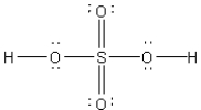 What is the correct Lewis dot formula for sulfuric acid,H<sub>2</sub>SO<sub>4</sub>,that minimizes formal charge? A)    B)    C)    D)    E)   