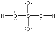 What is the correct Lewis dot formula for sulfuric acid,H<sub>2</sub>SO<sub>4</sub>,that minimizes formal charge? A)    B)    C)    D)    E)   