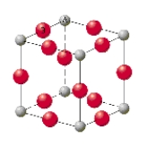 What is the simplest formula of the compound represented by the unit cell provided below? ​   A) AB<sub>2</sub> B) AB<sub>3</sub> C) AB D) A<sub>2</sub>B<sub>4</sub> E) A<sub>2</sub>B<sub>6</sub>