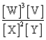 Apply the law of mass action to obtain the equilibrium-constant expression for the following reaction: 2X(g) + Y(g)    3W(g) + V(g)  A) [X]<sup>2</sup>[Y][W]<sup>3</sup>[V] B)    C)    D)   