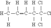 <strong>Name the following: </strong> A)1,1,1-trichloro-5-bromo-3-pentene B)1,1,1-trichloro-5-bromo-2-pentene C)1-bromo-5,5,5-trichloro-2-pentene D)1,1,1-trichloro-5-bromo-3-pentyne E)none of these