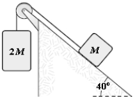 In the figure shown,the coefficient of kinetic friction between the block and the incline is 0.40.What is the magnitude of the acceleration of the suspended block as it falls? Disregard any pulley mass or friction in the pulley.   A) 3.4 m/s<sup>2</sup> B) 3.7 m/s<sup>2</sup> C) 4.2 m/s<sup>2</sup> D) 3.9 m/s<sup>2</sup> E) 5.4 m/s<sup>2</sup> 