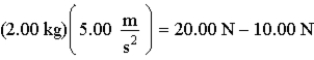 Given the equation   ,which answer or answers provide(s) the best description of a possible physical situation? A) A 20.00 N tension pulls a 2.00 kg mass.The 2.00 kg mass pulls another 2.00 kg mass. B) A 20.00 N force pushes a 2.00 kg mass.The 2.00 kg mass pushes another 2.00 kg mass. C) A 2.00 kg mass on a flat surface is acted on by gravity while another 2.00 kg mass sits on top of it. D) All of the situations above are possible. E) Only (a) and (b) above are possible. 