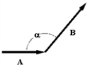 If   = 10,   = 15,and α = 130°,determine the scalar product of the two vectors shown.   A) +96 B) −96 C) +51 D) −51 E) −35 