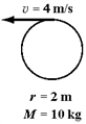 The diagram below shows five cylinders,each cylinder rotating with constant angular velocity about its central axis.The magnitude of the tangential speed of one point of each cylinder is shown,along with each cylinder's radius and mass.Which cylinder has the largest angular momentum? A)    B)    C)    D)    E)    