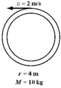 The diagram below shows five thin cylindrical shells,each shell rotating with constant angular velocity about its central axis.The magnitude of the tangential speed of one point of each cylinder is shown,along with each cylinder's radius and mass.Which cylindrical shell has the largest angular momentum? A)    B)    C)    D)    E)    