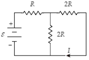 Determine ε when I = 0.50 A and R = 12 Ω.   A) 12 V B) 24 V C) 30 V D) 15 V E) 6.0 V 