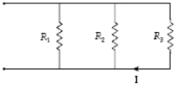 If R<sub>1</sub> = 3.0 Ω,R<sub>2</sub> = 6.0 Ω,R<sub>3</sub> = 12 Ω,and I = 0.50 A,at what rate is heat being generated in R<sub>1</sub>?   A) 20 W B) 17 W C) 12 W D) 31 W E) 6.0 W 