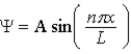 The wave function for a particle in a one-dimensional box is   ) Which statement is correct? A) This wavefunction gives the probability of finding the particle at x. B) |Ψ(x) |<sup>2</sup> gives the probability of finding the particle at x. C) |Ψ(x) |<sup>2</sup> Δx gives the probability of finding the particle between x and x + Δx. D)    gives the probability of finding the particle at a particular value of x. E)    gives the probability of finding the particle between x and x + Δx. 