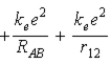 The diagram below shows the distance between the nuclei,p<sub>A</sub> and p<sub>B</sub>,and the electrons,e<sub>1</sub> and e<sub>2</sub>,in a hydrogen molecule.We would expect the electrostatic potential energy of this molecule to be   A)    . B)    . C)    . D)    . E)    . 