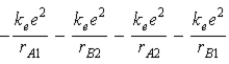 The diagram below shows the distance between the nuclei,p<sub>A</sub> and p<sub>B</sub>,and the electrons,e<sub>1</sub> and e<sub>2</sub>,in a hydrogen molecule.We would expect the electrostatic potential energy of this molecule to be   A)    . B)    . C)    . D)    . E)    . 