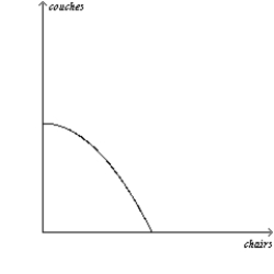 Figure 3-1 Panel (a)  Panel (b)      -Refer to Figure 3-1.The rate of tradeoff between producing chairs and producing couches depends on how many chairs and couches are being produced in A) Panel (a) . B) Panel (b) . C) both Panel (a) and Panel (b) . D) neither Panel (a) nor Panel (b) .
