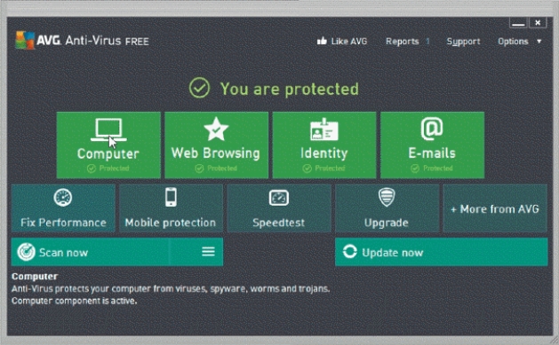   -As shown in the accompanying figure, which of the following kinds of program protects a computer against viruses by identifying and removing any computer viruses found in memory, on storage media, or on incoming files? A) hoax B) secure C) antivirus D) antispyware