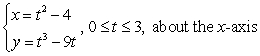 Compute the surface area of the surface obtained by revolving the given curve about the indicated axis.   A)  237.13 B)  470.92 C)  840.14 D)  34.55