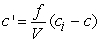 A stirred tank with volume, V, has a feed stream of concentrated floor cleaner flowing into it at a rate of f . The flow stream has a concentration of c<sub>i</sub>. The outlet stream also flows at f but with a concentration of c, the concentration of the floor cleaner solution in the tank. The rate of change of the concentration is proportional to the difference between c<sub>i</sub> and c with proportionality constant of f/V:   . If the tank volume is 2000 L, the flow rate is 6 L/min, the inlet concentration is 0.9, and the initial concentration of the floor cleaner in the tank is 0.0, how long until the concentration in the tank is 0.7? A)  9.0 minutes B)  501.4 minutes C)  333.3 minutes D)  83.8 minutes
