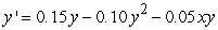 Find all equilibrium points for the following coupled equations. Identify each equilibrium point as stable or unstable.     A)  (0, 0) unstable; (1.33, 1.50) stable; (0.50, 0) unstable; (0, 1.25) unstable B)  (0, 0) unstable; (0, 0.33) unstable; (0.50, 0) unstable; (0.50, 0.33) stable C)  (0, 0) unstable; (0, 0.33) unstable; (0.50, 0) unstable; (1.33, 1.50) stable D)  (0, 0) unstable; (0, 1.50) unstable; (1.33, 0) unstable; (0.50, 1.25) stable