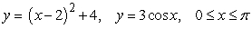Find the area between the following curves on the given interval.   A)    B)    C)    D)   