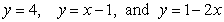 Identify the graph and area of the region bounded by the curves   . The figures below are not necessarily to scale. A)  area =     B)  area =     C)  area =     D)  area =    