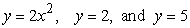 Identify the graph and area of the region bounded by the curves   . Use only one integral. The figures below are not necessarily to scale. A)      B)      C)        D)     