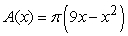Find the volume of the solid with cross-sectional area   extending over the range   . A)    B)    C)    D)   