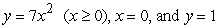 A solid shape described as the region bounded by   revolved around the y-axis, needs to have 1/4 of its volume trimmed off to meet a weight restriction. This will be done by reducing the radius of the piece - in other words, the resulting shape will be described as above, but with the region also bounded by x = q. Find the resulting radius, q. A)    B)    C)    D)   